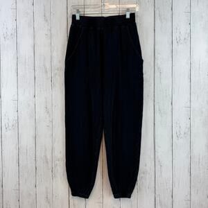 Apiece Apart Black/Charcoal Organic Cotton Dinas Jogger High Rise Pants Size XS